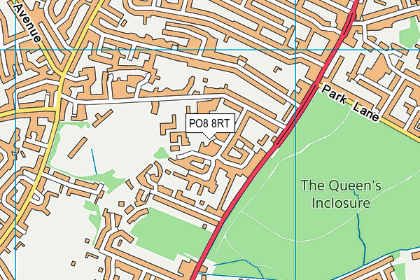 PO8 8RT map - OS VectorMap District (Ordnance Survey)