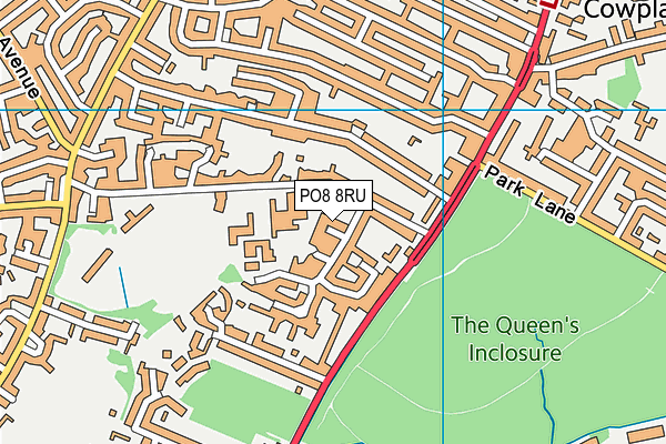 PO8 8RU map - OS VectorMap District (Ordnance Survey)