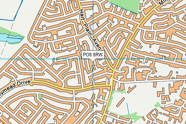 PO8 8RW map - OS VectorMap District (Ordnance Survey)