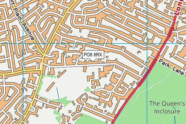 PO8 8RX map - OS VectorMap District (Ordnance Survey)