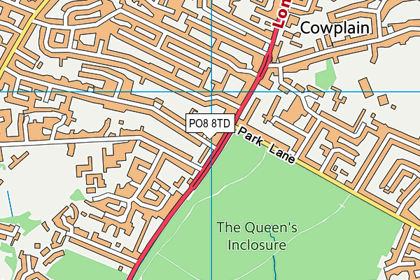PO8 8TD map - OS VectorMap District (Ordnance Survey)