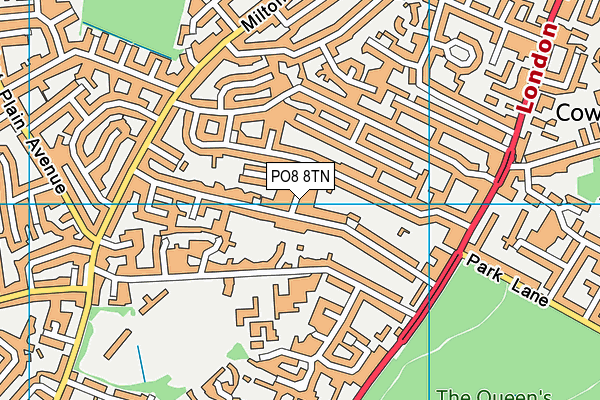 PO8 8TN map - OS VectorMap District (Ordnance Survey)