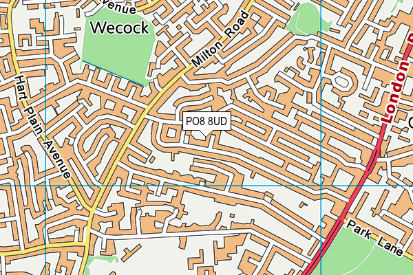 PO8 8UD map - OS VectorMap District (Ordnance Survey)