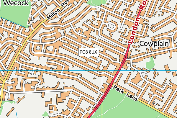 PO8 8UX map - OS VectorMap District (Ordnance Survey)