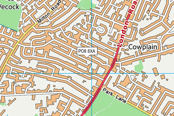 PO8 8XA map - OS VectorMap District (Ordnance Survey)