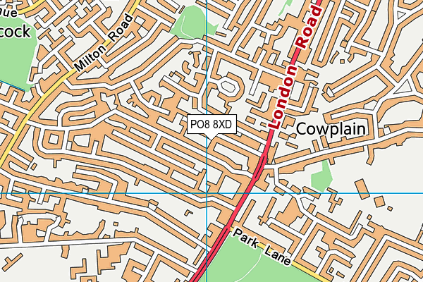 PO8 8XD map - OS VectorMap District (Ordnance Survey)