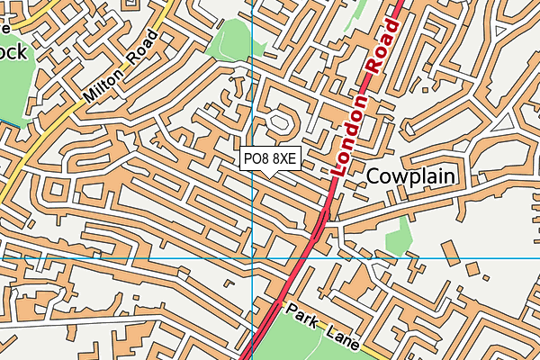 PO8 8XE map - OS VectorMap District (Ordnance Survey)