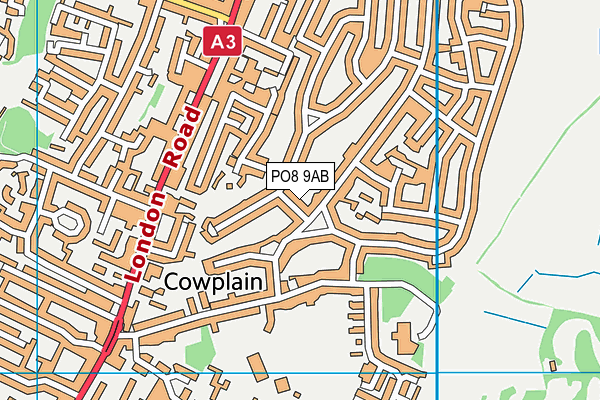 PO8 9AB map - OS VectorMap District (Ordnance Survey)