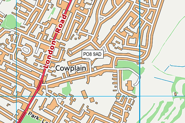 PO8 9AD map - OS VectorMap District (Ordnance Survey)