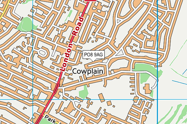 PO8 9AG map - OS VectorMap District (Ordnance Survey)