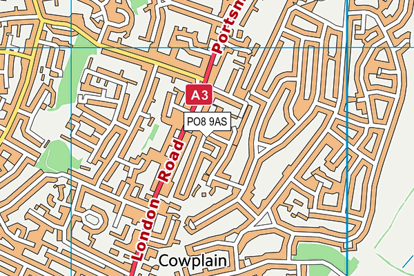 PO8 9AS map - OS VectorMap District (Ordnance Survey)