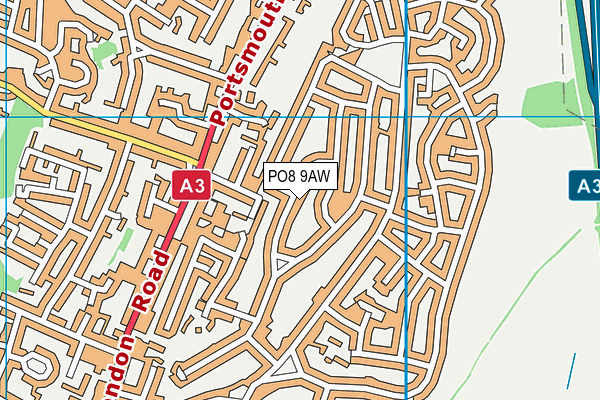 PO8 9AW map - OS VectorMap District (Ordnance Survey)