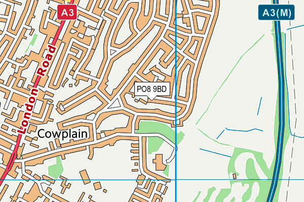 PO8 9BD map - OS VectorMap District (Ordnance Survey)
