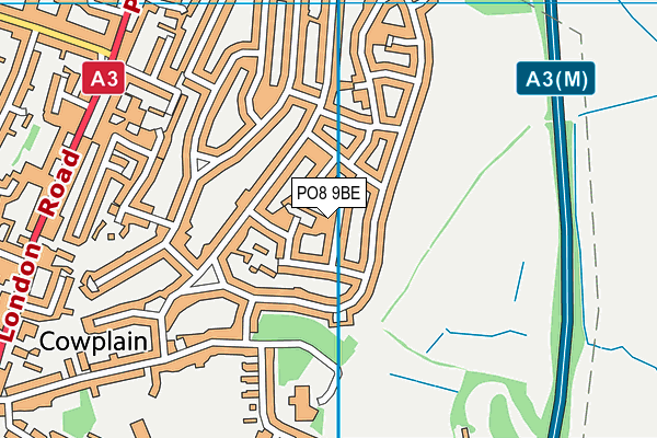 PO8 9BE map - OS VectorMap District (Ordnance Survey)