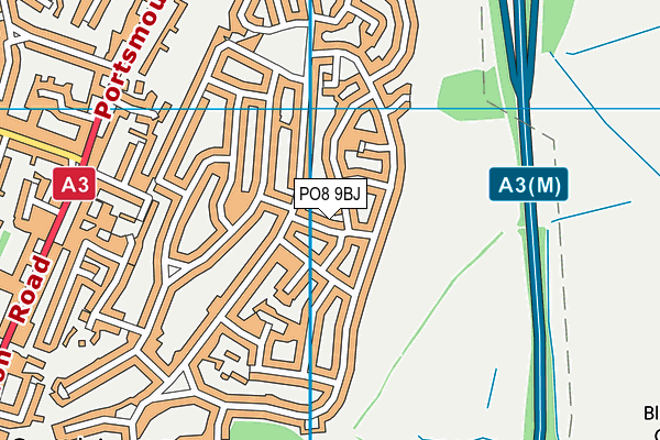 PO8 9BJ map - OS VectorMap District (Ordnance Survey)