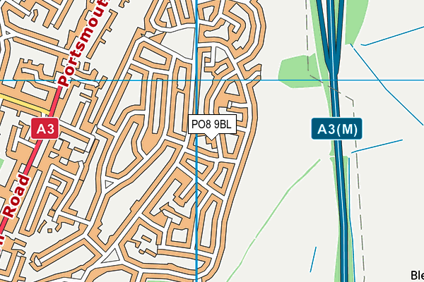 PO8 9BL map - OS VectorMap District (Ordnance Survey)