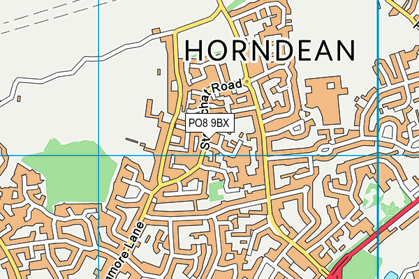 PO8 9BX map - OS VectorMap District (Ordnance Survey)