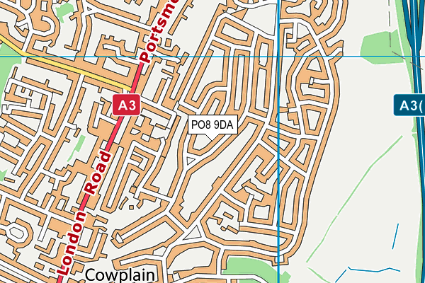 PO8 9DA map - OS VectorMap District (Ordnance Survey)