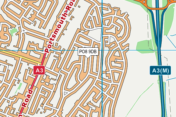 PO8 9DB map - OS VectorMap District (Ordnance Survey)