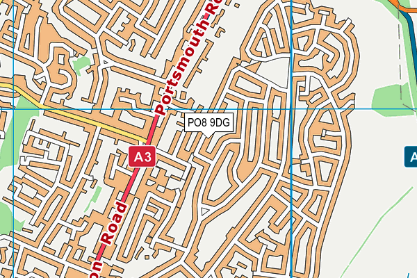 PO8 9DG map - OS VectorMap District (Ordnance Survey)