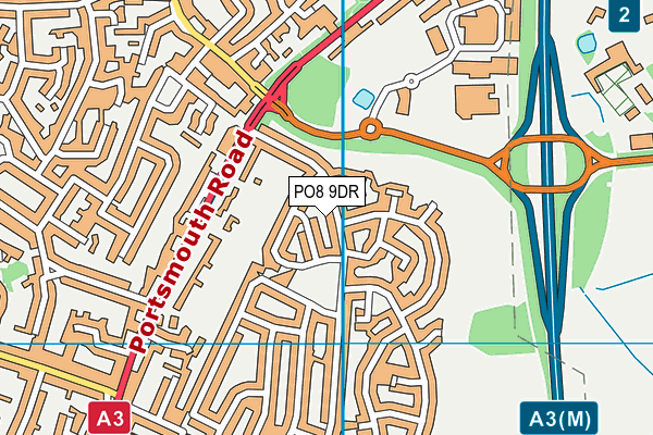 PO8 9DR map - OS VectorMap District (Ordnance Survey)