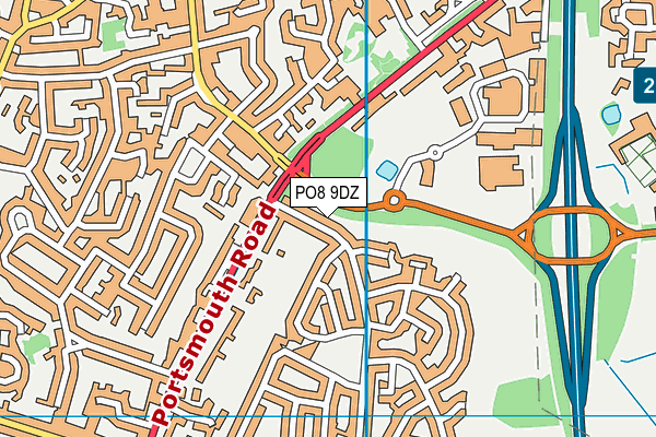 PO8 9DZ map - OS VectorMap District (Ordnance Survey)