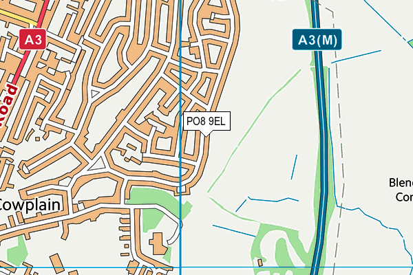 PO8 9EL map - OS VectorMap District (Ordnance Survey)