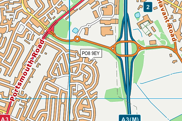 PO8 9EY map - OS VectorMap District (Ordnance Survey)