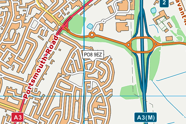 PO8 9EZ map - OS VectorMap District (Ordnance Survey)