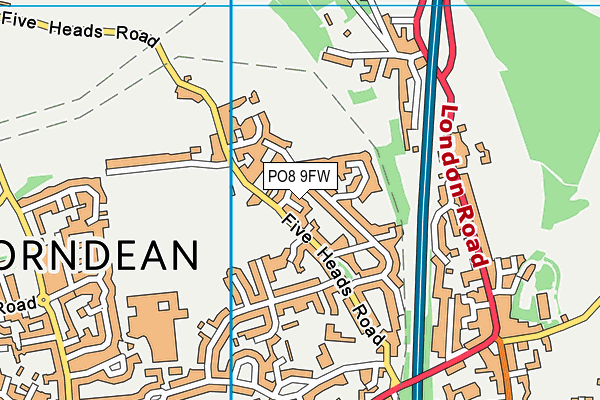 PO8 9FW map - OS VectorMap District (Ordnance Survey)