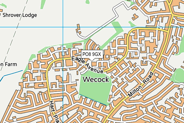 PO8 9GX map - OS VectorMap District (Ordnance Survey)