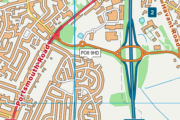 PO8 9HD map - OS VectorMap District (Ordnance Survey)