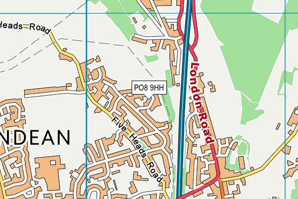 PO8 9HH map - OS VectorMap District (Ordnance Survey)