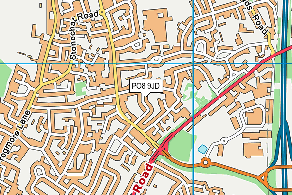 PO8 9JD map - OS VectorMap District (Ordnance Survey)