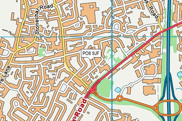 PO8 9JF map - OS VectorMap District (Ordnance Survey)