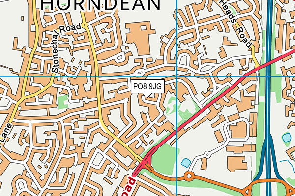 PO8 9JG map - OS VectorMap District (Ordnance Survey)