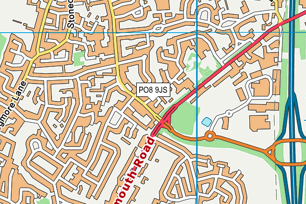 PO8 9JS map - OS VectorMap District (Ordnance Survey)