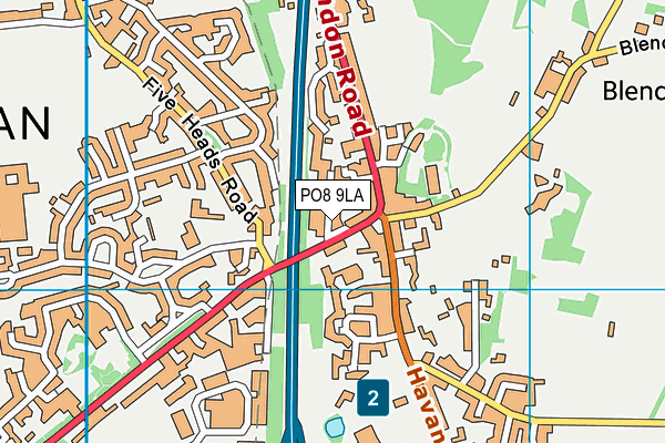 PO8 9LA map - OS VectorMap District (Ordnance Survey)