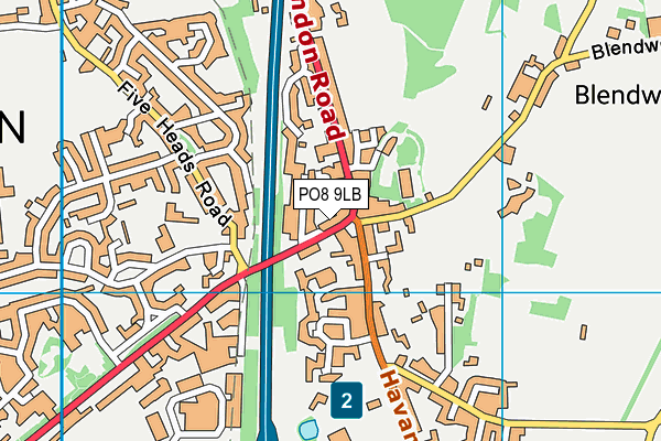 PO8 9LB map - OS VectorMap District (Ordnance Survey)