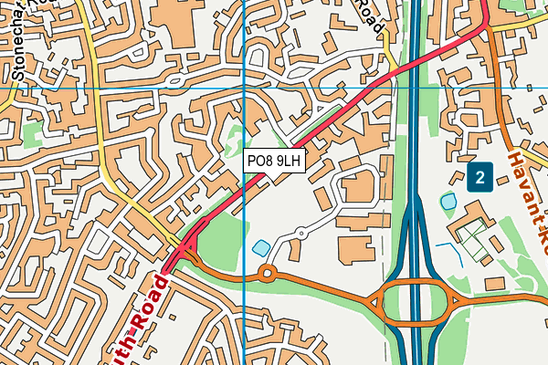 PO8 9LH map - OS VectorMap District (Ordnance Survey)