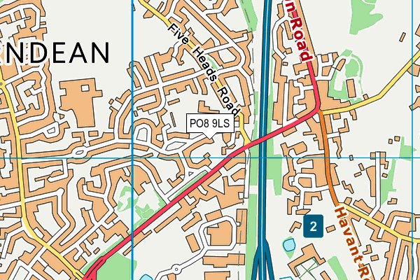 PO8 9LS map - OS VectorMap District (Ordnance Survey)