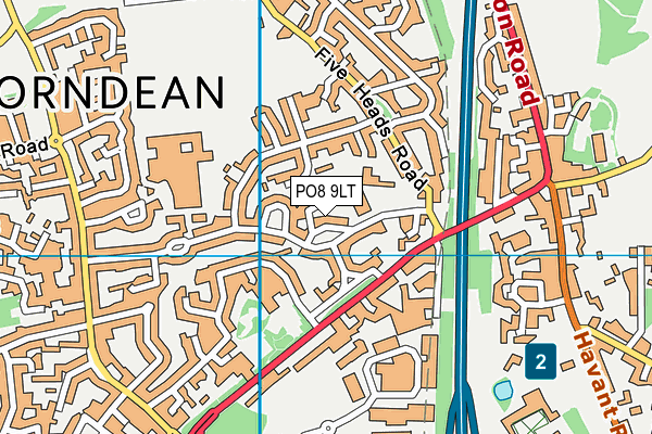 PO8 9LT map - OS VectorMap District (Ordnance Survey)