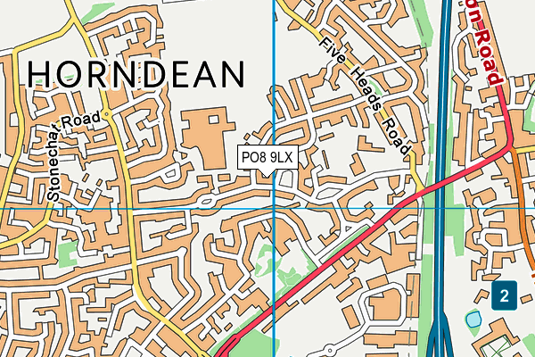 PO8 9LX map - OS VectorMap District (Ordnance Survey)