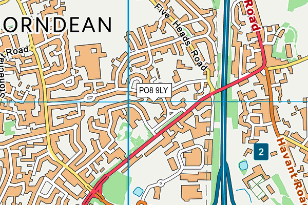 PO8 9LY map - OS VectorMap District (Ordnance Survey)