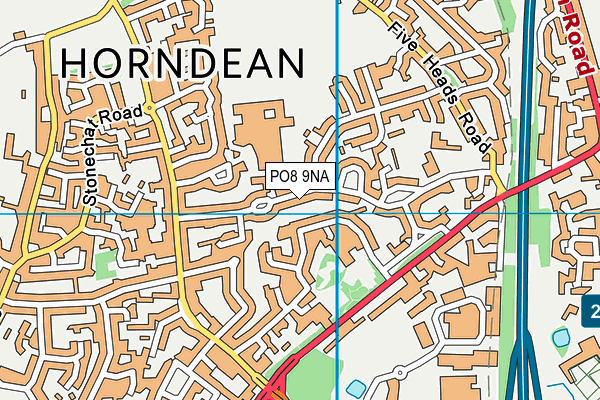 PO8 9NA map - OS VectorMap District (Ordnance Survey)