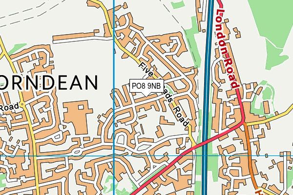 PO8 9NB map - OS VectorMap District (Ordnance Survey)