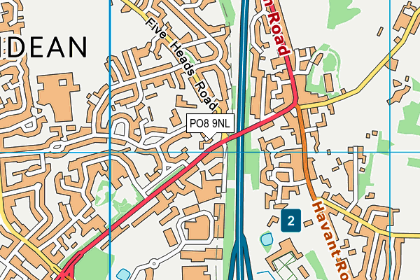 PO8 9NL map - OS VectorMap District (Ordnance Survey)