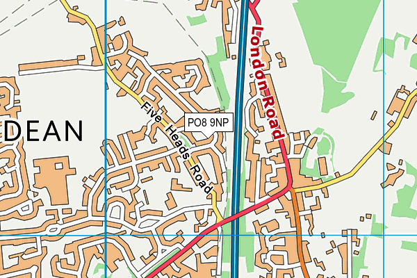 PO8 9NP map - OS VectorMap District (Ordnance Survey)