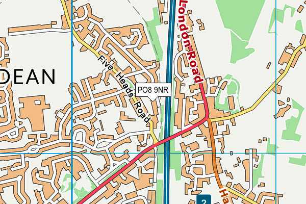 PO8 9NR map - OS VectorMap District (Ordnance Survey)