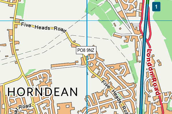 PO8 9NZ map - OS VectorMap District (Ordnance Survey)